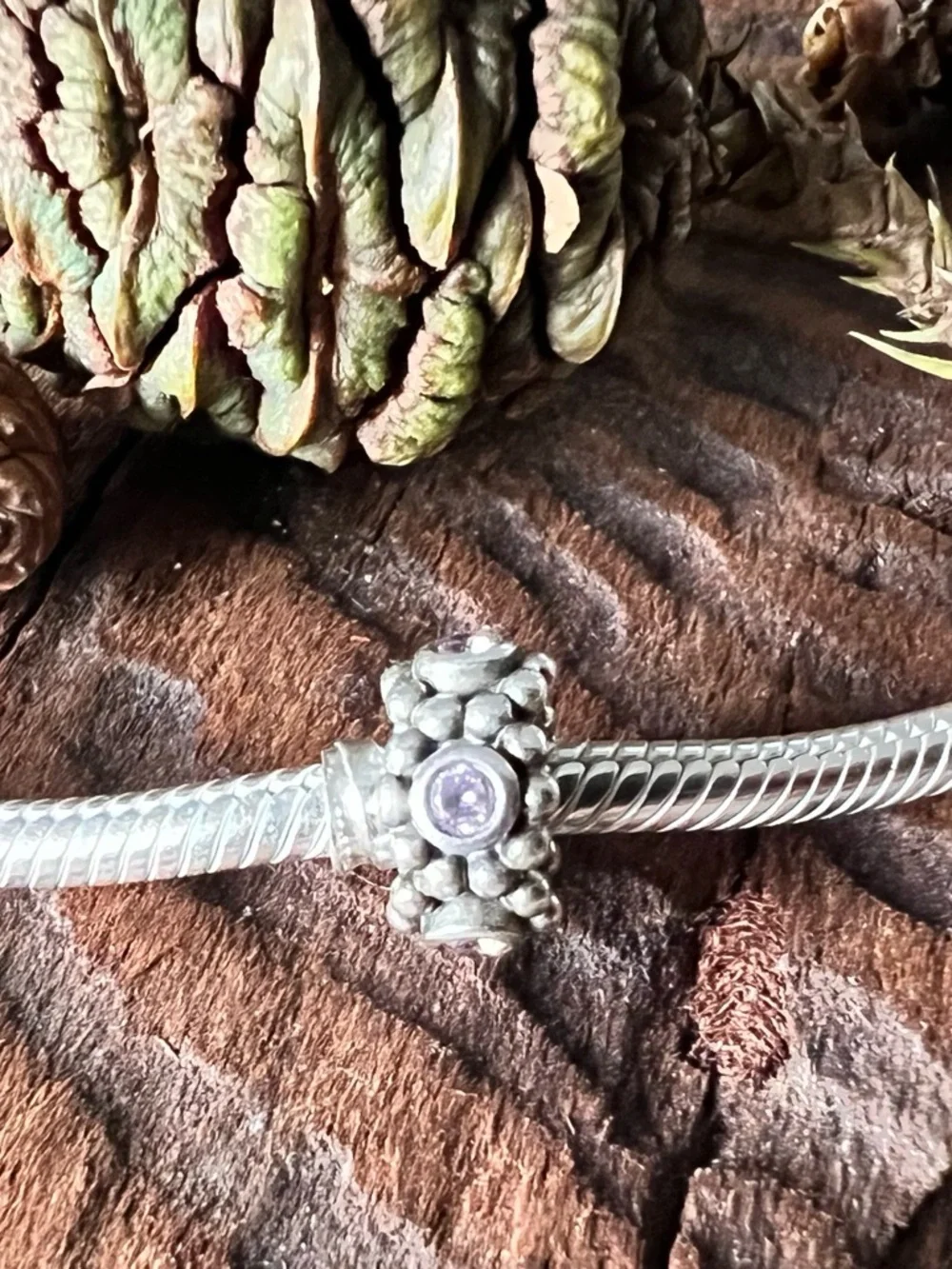 Authentic Pandora Charm Her Majesty Spacer Bead Purple Zirconia & Silver Cz Dots - Picture 2 of 6